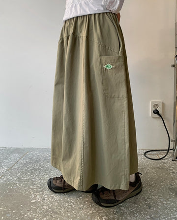 Tomou banding patch cargo cotton long skirt